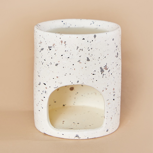 Terrazzo ceramic wax melt burner - White