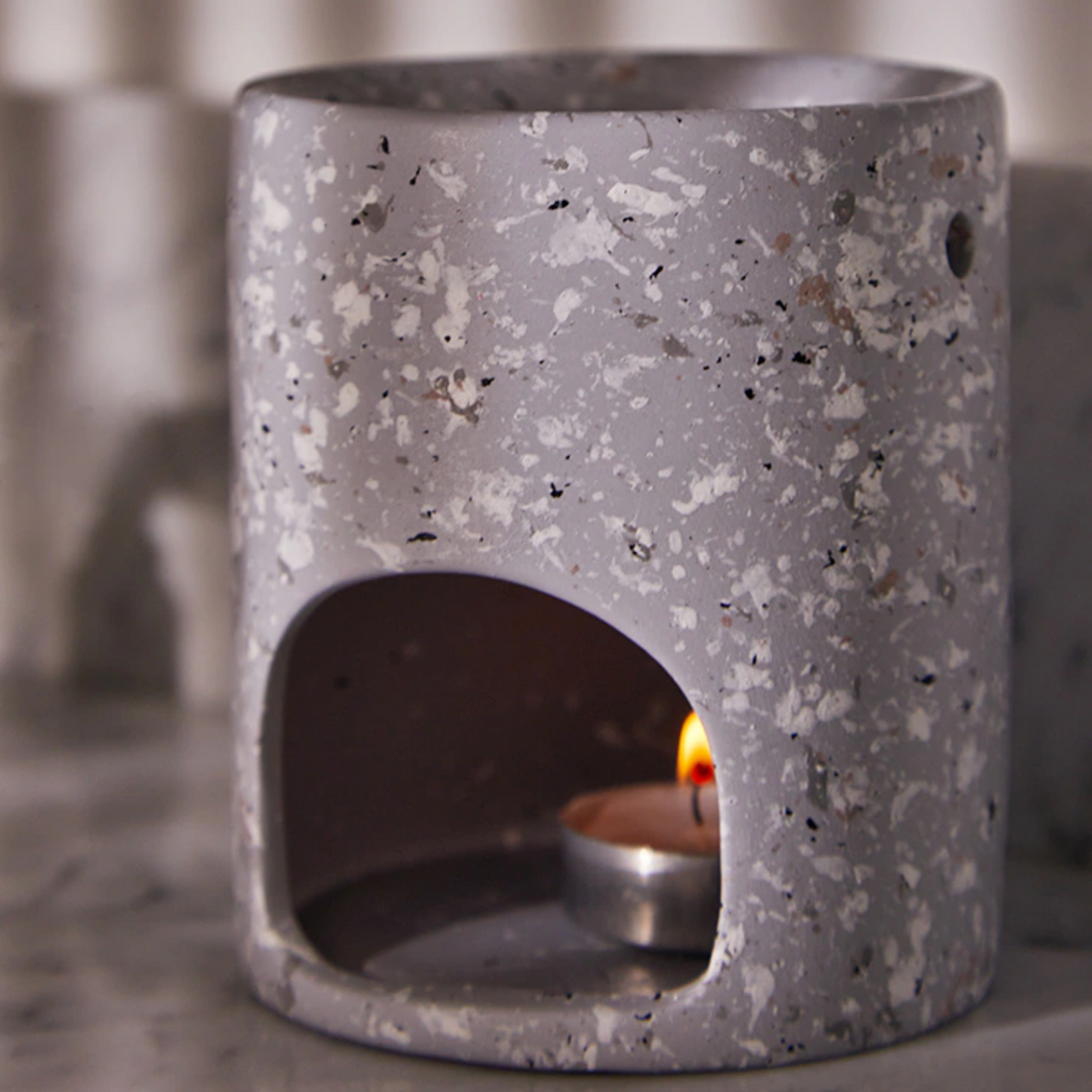 Terrazzo ceramic wax melt burner - Grey