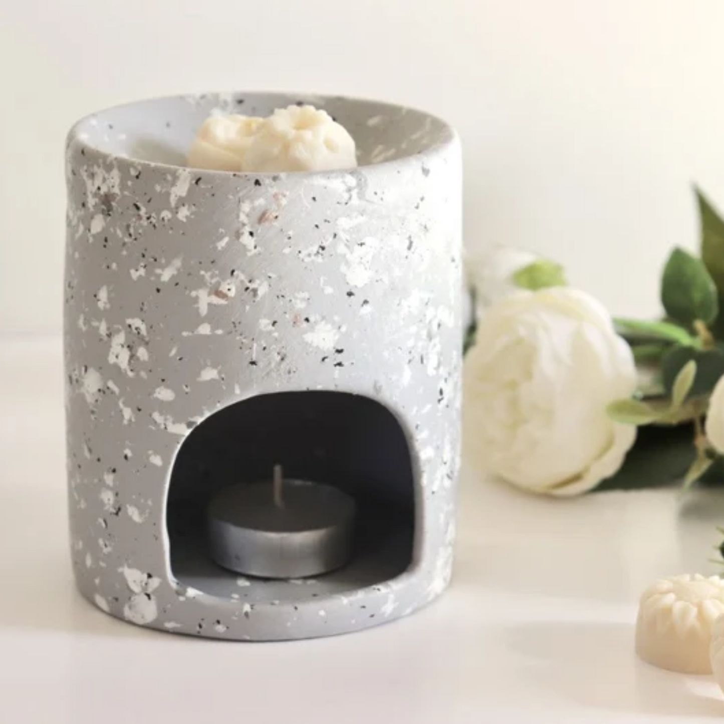 Terrazzo ceramic wax melt burner - Grey