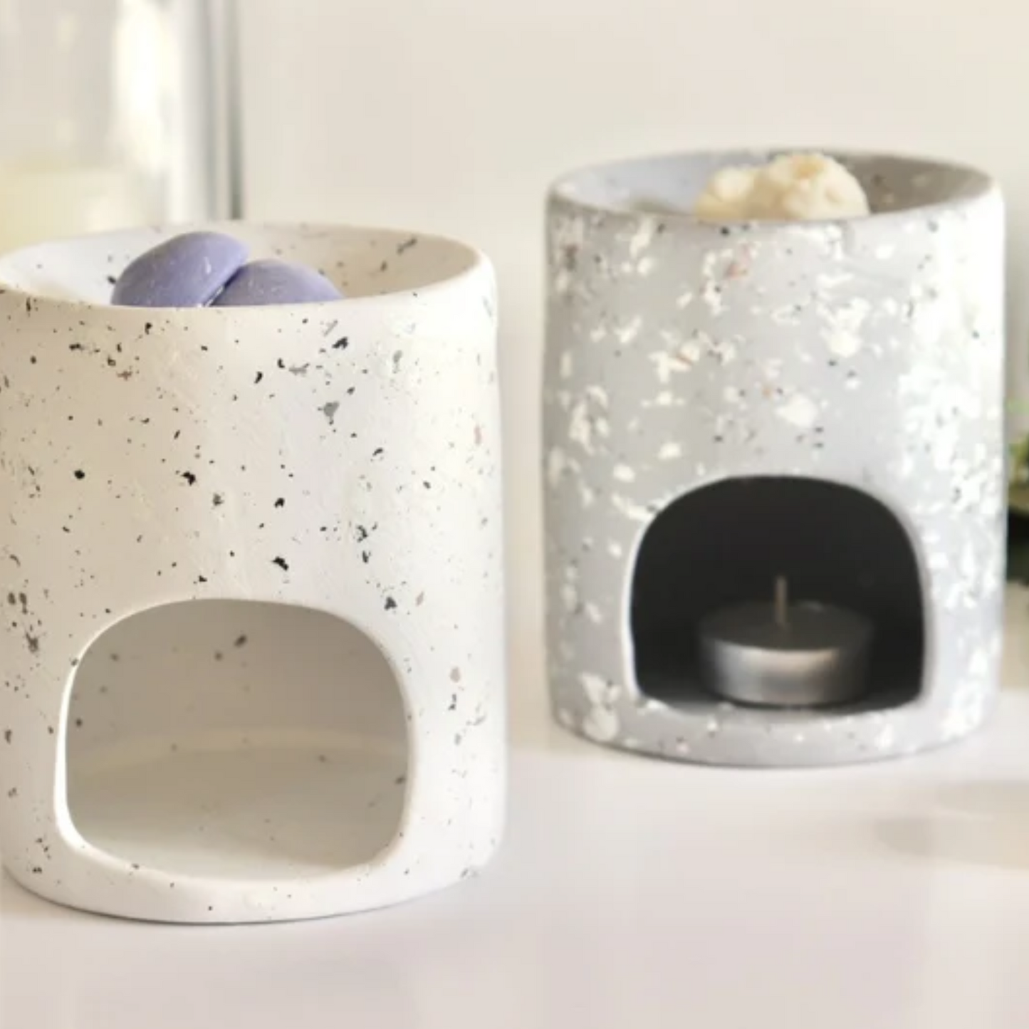 Terrazzo ceramic wax melt burner - Grey