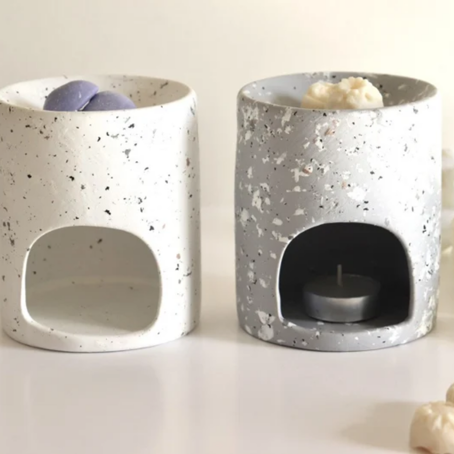 Terrazzo ceramic wax melt burner - Grey