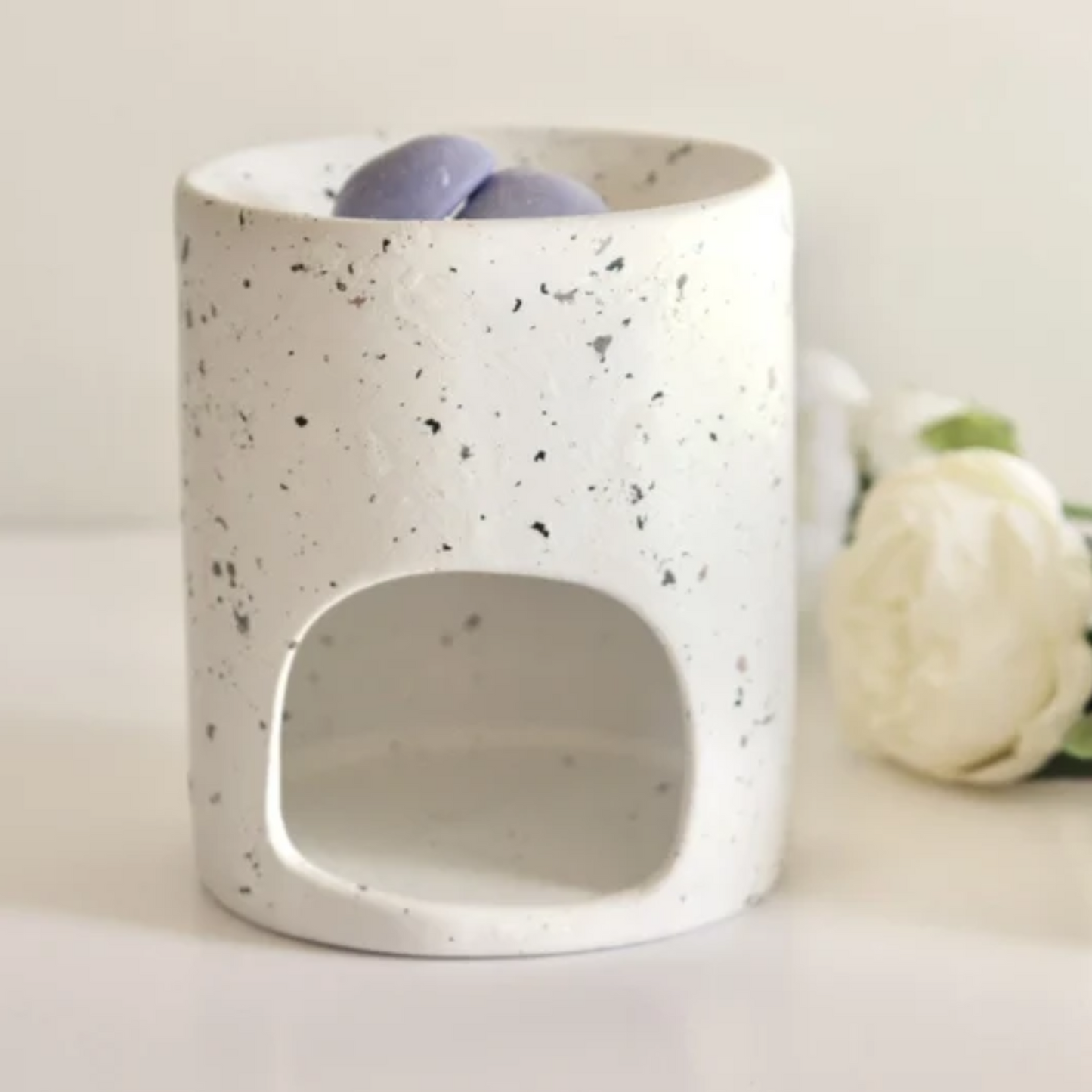 Terrazzo ceramic wax melt burner - White