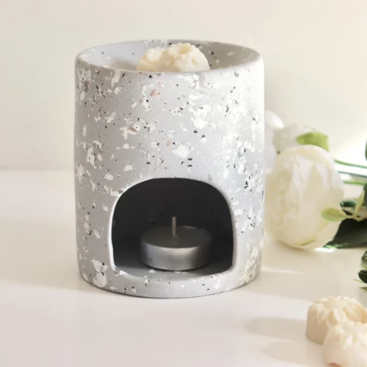 Terrazzo ceramic wax melt burner - Grey